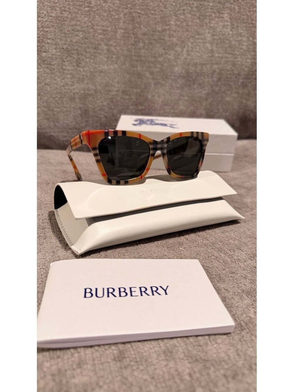NEW BURBERRY BE4346 ELSA CAT EYE CHECK PRINT SUNGLASSES